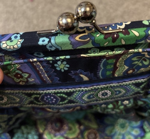 Vera Bradley Alice Blue Rhapsody Schultertasche Kiss Lock Doppelriemen Beuteltasche Handtasche - Bild 7 von 9