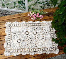 Rectangular Cotton Handmade Crochet Lace Table Runner Doilies Table Dresser Scar