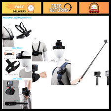 GoPro Accessories Set: Quick Release Head Strap, Chest Harness, Backpack Clip, 7