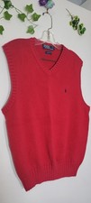 Vintage Polo Ralph Lauren Adult's Large Heavy Knit Red Cotton Logo Sweater Vest