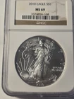 2010 American Silver Eagle NGC MS69 Brown Label -Blast White Gem!