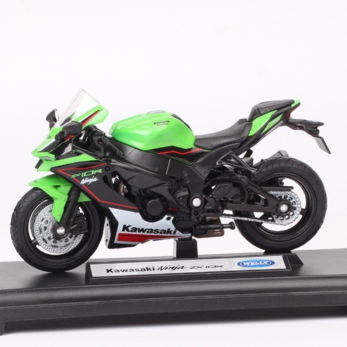 1/18 Scale Welly 2021 Kawasaki Ninja ZX10R Motorcycle Diecast Model Toy Green - Picture 7 of 24