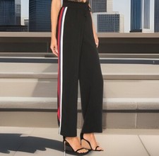 Joie Perlyn Track Pants Side Striped Drawstring Casual Black Poly Women Sz 2XS