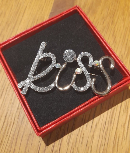 Brosche Diamant silber oder goldfarben - Liebe - Herz - Kuss - verpackt - Bild 9 von 19