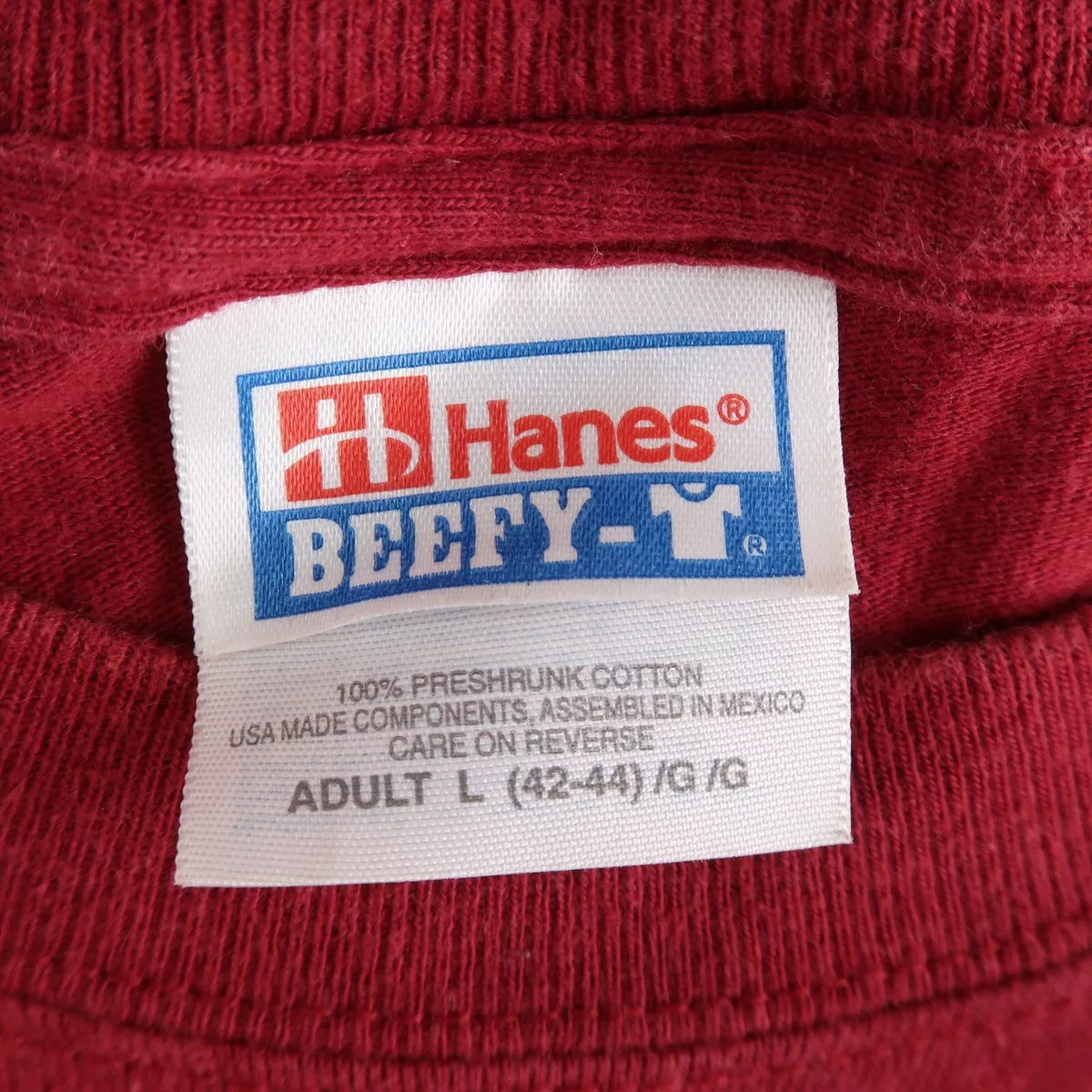 Vintage 90s Hanes Beefy T Shirt Men’s Size Large L Blank Long Sleeve Maroon