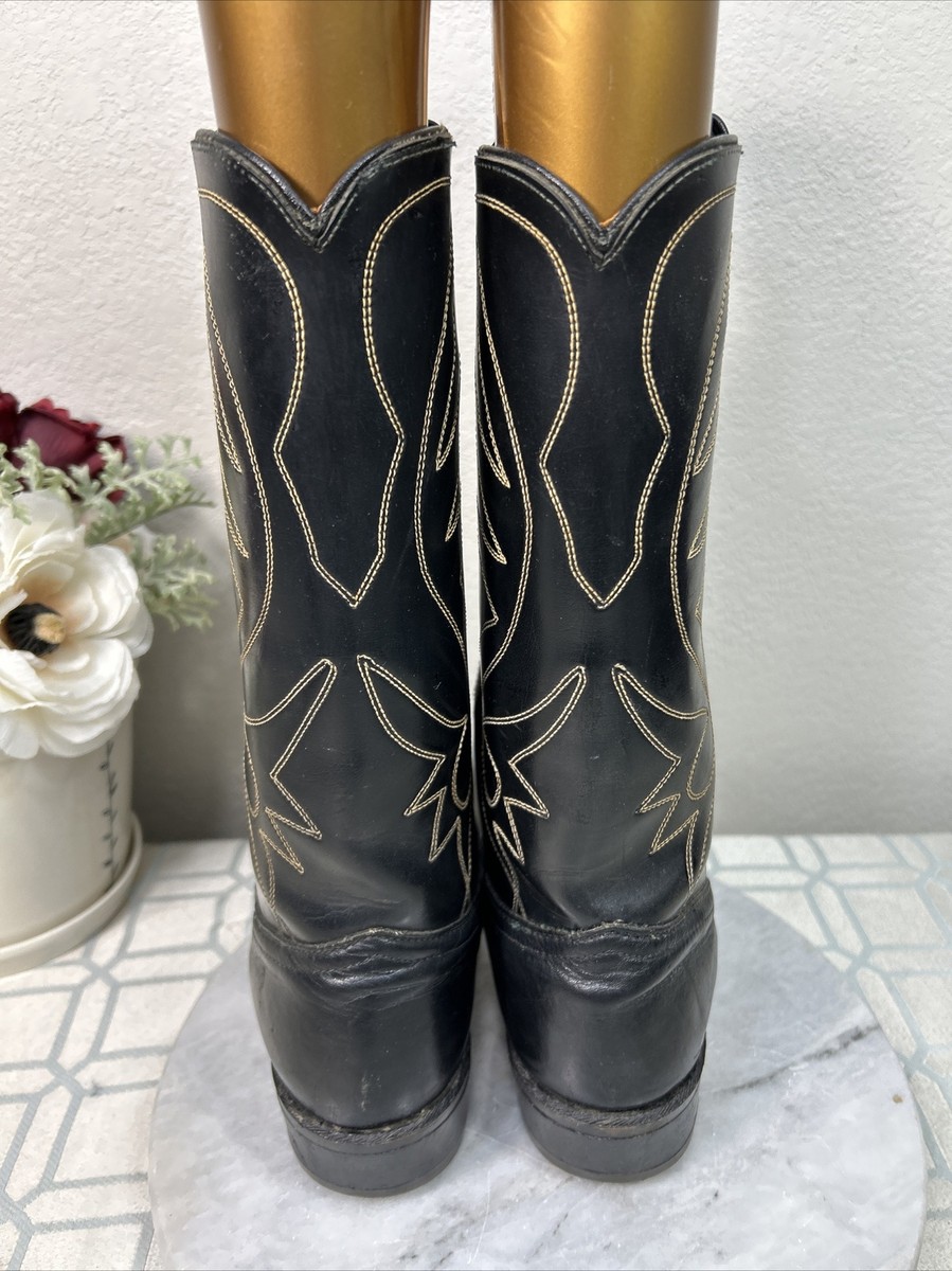 Made In USA Western Cowboy Black Hard Leather Embroidery  display picture 3