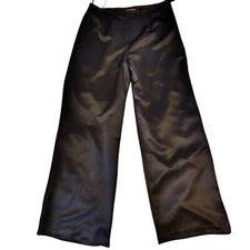 Victor Costa Vintage Black Satin Wide Leg High-rise Side Zipper Size 12 Women's