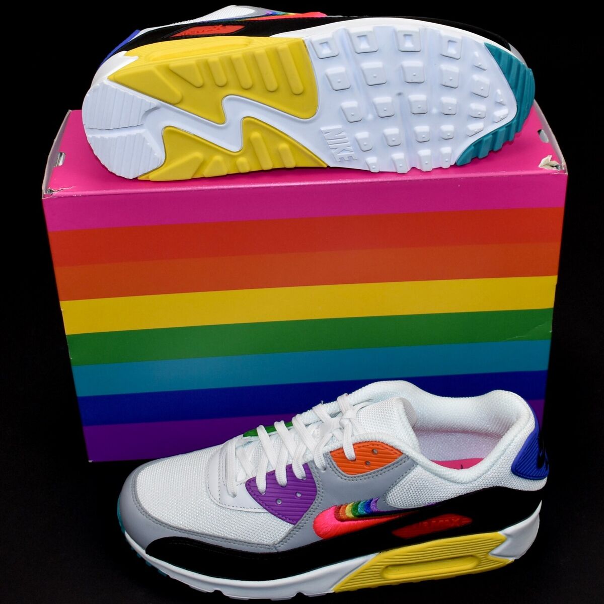 NWT Nike Air Max 90 BETRUE Rainbow Swoosh Men's Sneakers 10 NWT Nike Air Max 90 BETRUE Rainbow Swoosh Men's Sneakers 10