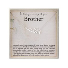 RareLove Memorial Gifts for Loss of Brother,925 Sterling Silver Angel Wing He...