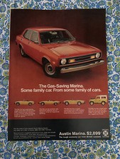 Vintage 1974 Austin Marina Print Ad Family Car