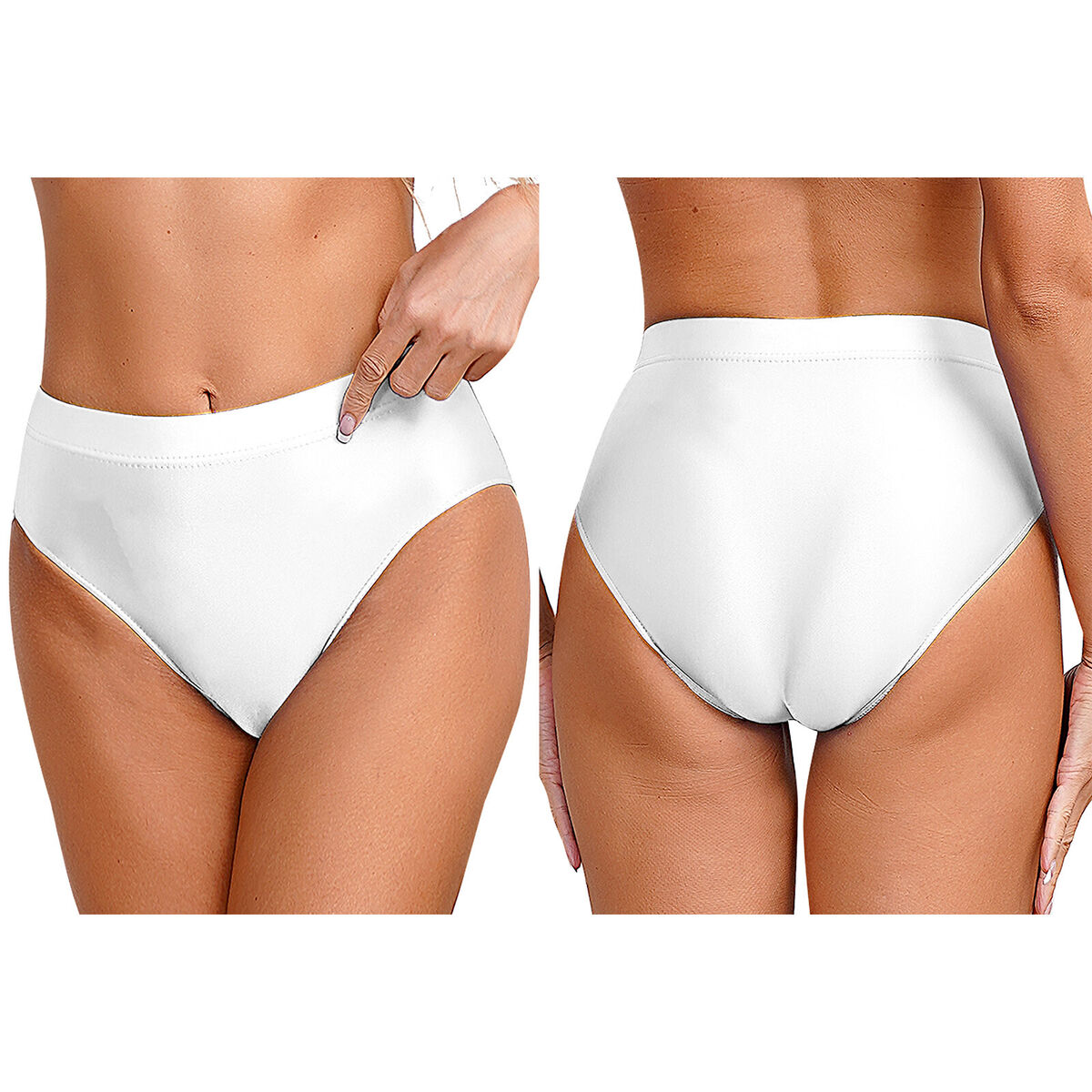 US Womens Glossy High Cut Brief Full Coverage Panties Bikini