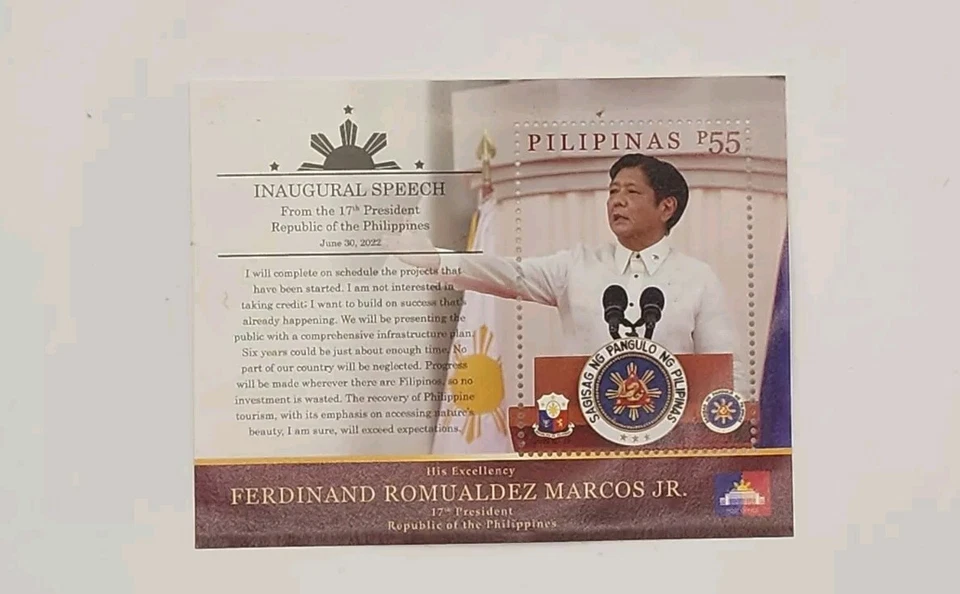 Inauguración del presidente de Filipinas Ferdinand Marcos Jr. 2022 FDC y estampillas. Foto 4 de 4