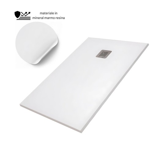 Piatto Doccia Mineral Marmo Resina Antiscivolo h 3,5 cm con Piletta - Bild 8 von 10