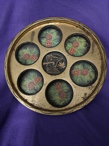 Vintage Souvenir Minnesota Metal Beverage Serving Tray. 11" round 
