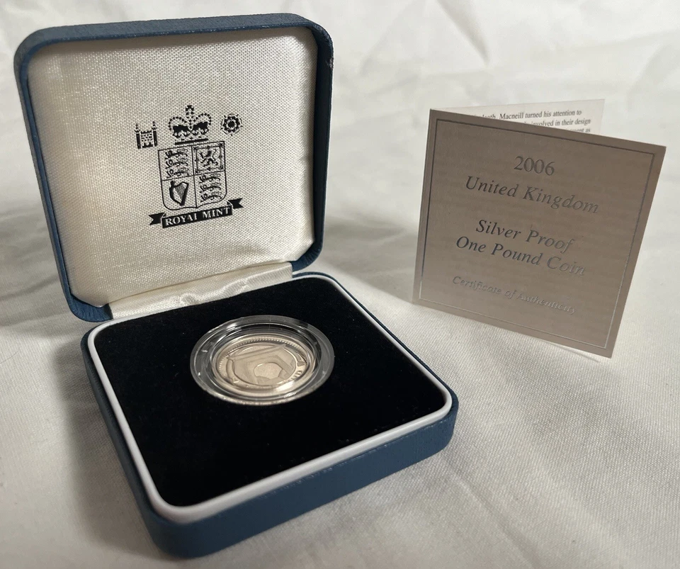 2006 United Kingdom Silver Proof One Pound Coin £1. Egyptian Arch Bridge w/ COA! - Image 2 of 3