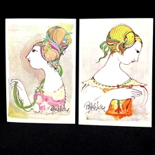 Bjorn Wiinblad Mid Century Mod Danish Art Post Cards Ballerina Hairstyles