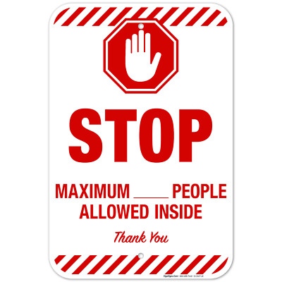 Social Distancing Sign, Maximum People Allowed Inside Sign,