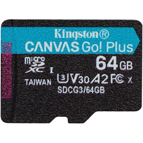 Kingston 64GB Canvas Go! Plus UHS-I microSDXC Memory Card with SD Adapter - Picture 2 of 3