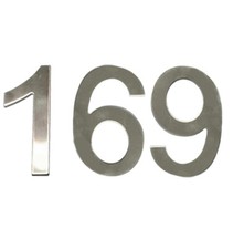 Stick-On House Numbers - No 169 - Stainless Steel - 10cm - Door, Fence, Gate
