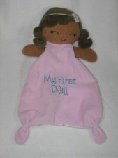 Baby Starters My First Doll Security Blanket Lovey Pink Brown Hair Skin Flower