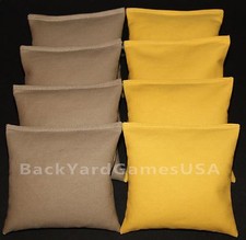 ALL WEATHER CORNHOLE BEAN BAGS Khaki  Gold Resin Filled WATERPROOF
