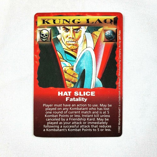 Mortal Kombat Kard Game TCG 1992 Kung Lao Hat Slice Fatality MP Card Game - 第 1/2 張圖片