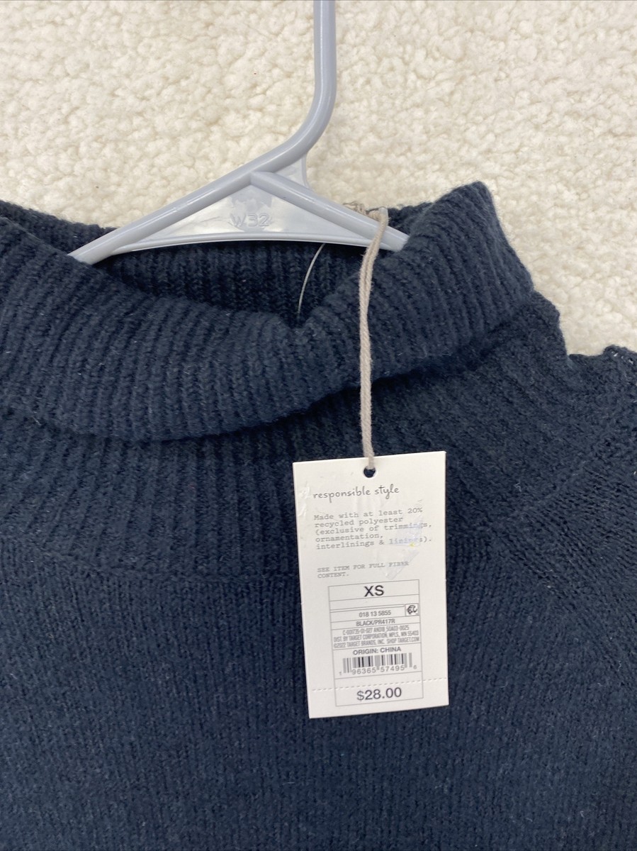 Women's Mock Turtleneck Tunic Sweater - A NEW Day Black Xsmall | eBay