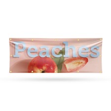 Peaches 13 oz Vinyl Banner Sign with Metal Grommets Heavy-Duty Single-Sided