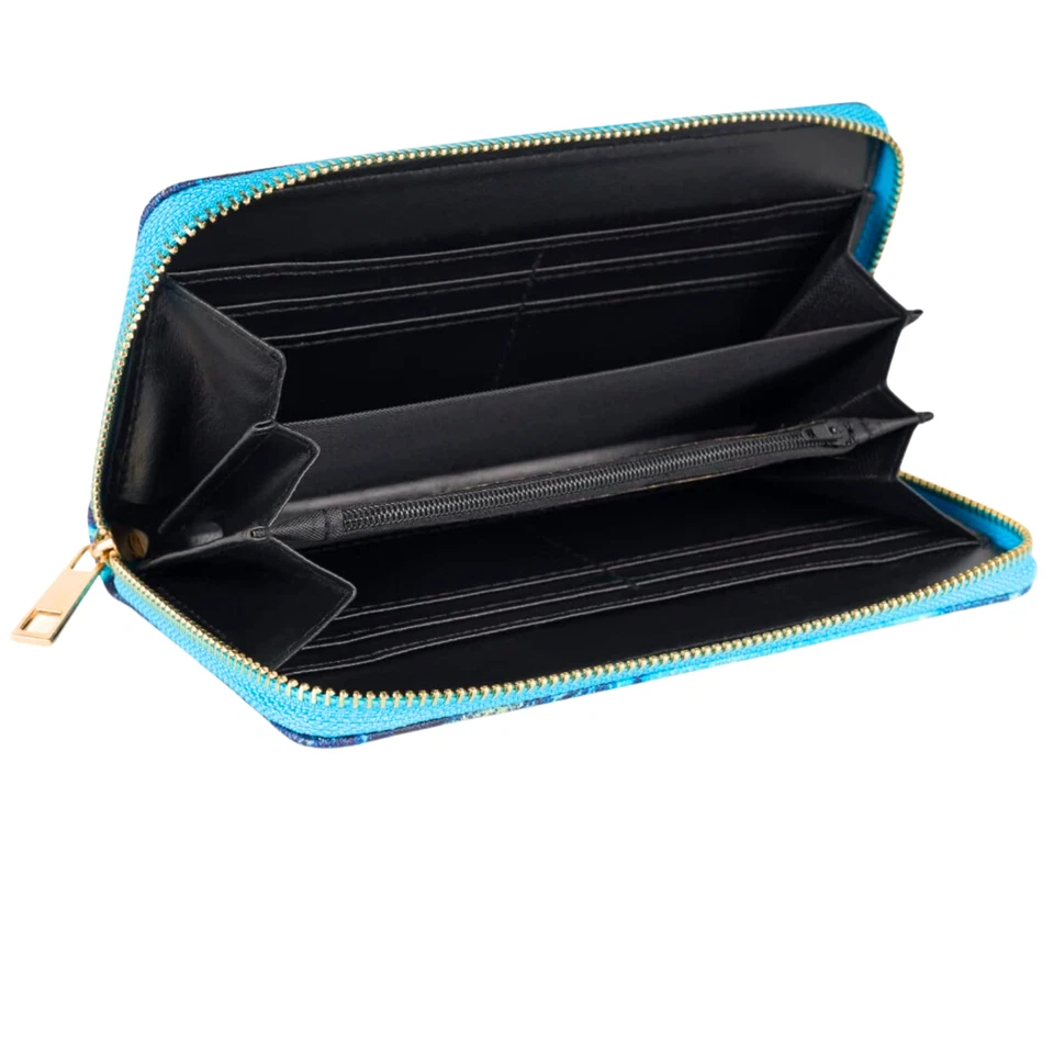 Damen Geldbörse Türkis 20x10 cm – Marmor-Muster, Kunstleder, mit Reißverschluss - Bild 4 von 4