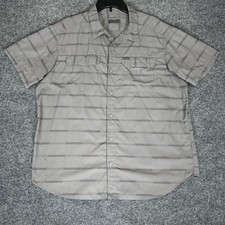 Columbia Shirt Mens Large Grey Striped Omni-Shade Short Sleeve Button Up Pockets