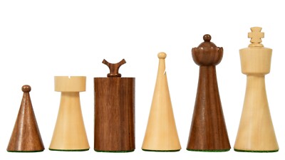 1940s Art Deco Series Weighted Chess Pieces Sheesham and Boxwood -3.8'' King