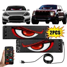 2PC Car LED Devil Eye Sign Scrolling Message Display Board Screen APP Control