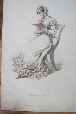 LADIES MORNING DRESS & EVENING DRESS 2 Hand Colored Prints 1820's R  Ackerman | eBay