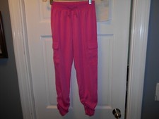 Faded Glory Girls Size L 10/12 Pink Lightweight Cargo Ankle Fit Pull On Elastic