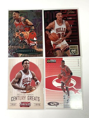 Lot 4 SCOTTIE PIPPEN Fleer Metal, UD CC, Panini Thread, Flair HN See Description