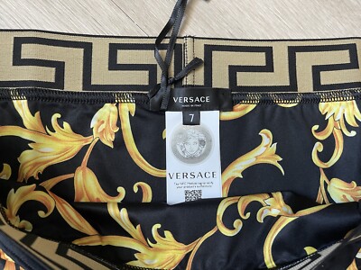 NWT Versace Mens Greca Border Swim Brief Black Size 7 XL | eBay