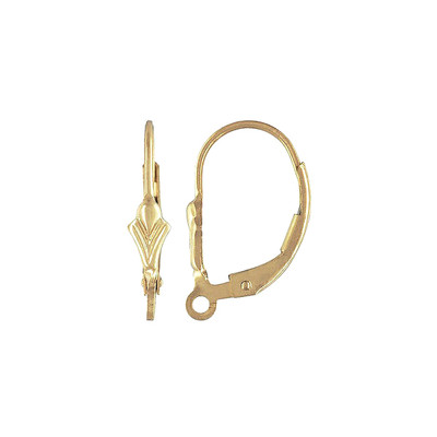 8 Pcs 14k Yellow Gold Filled Tulip Leverback, Fleur De Lis Leverback With Ring