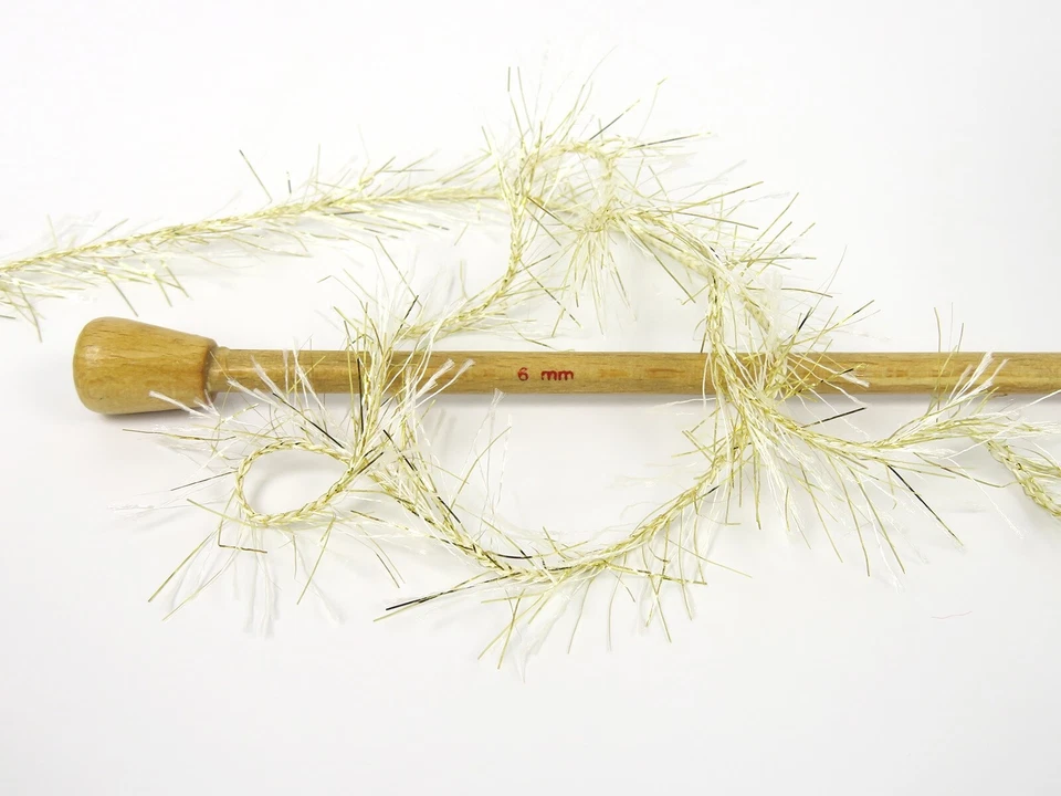 Cream, Gold Eyelash Dazzle 50gr 82482 Ice Yarns Metallic Sparkle Yarn 60yds - Image 3 of 4