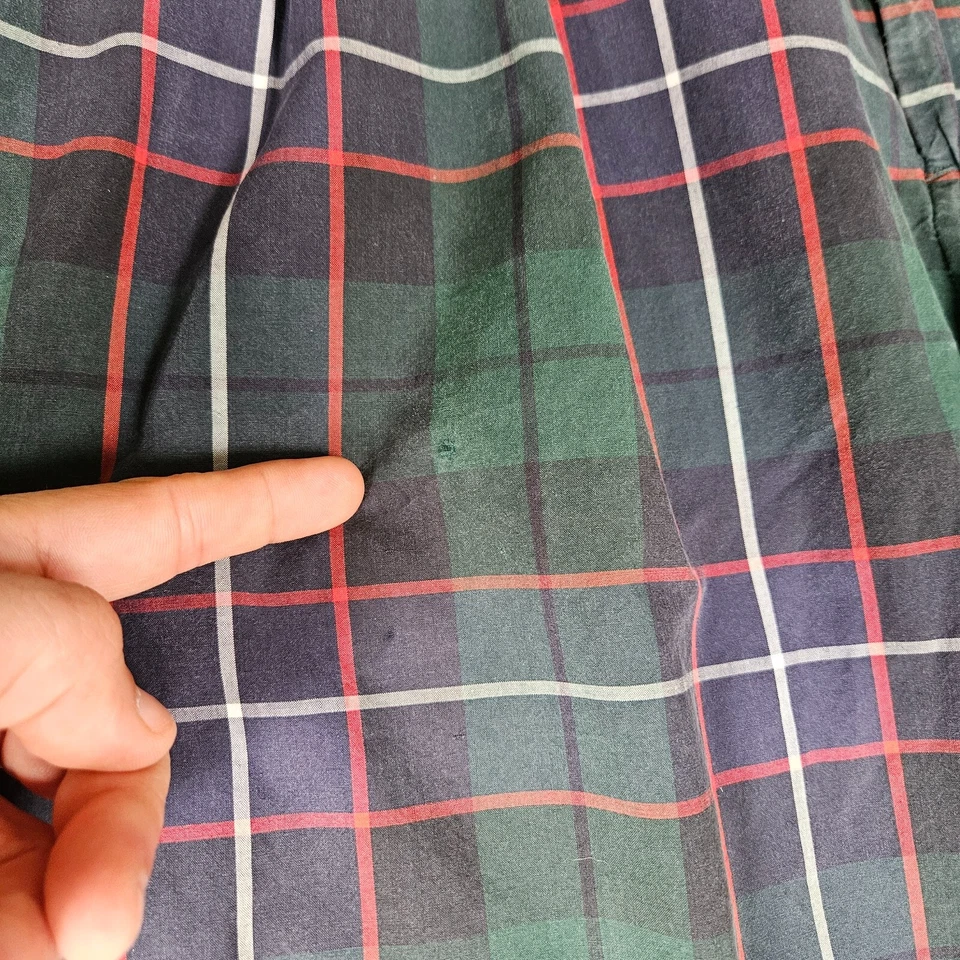 Vintage POLO Ralph Lauren Pants Green Tartan Plaid 100% Cotton Pleated Front - Image 3 of 4