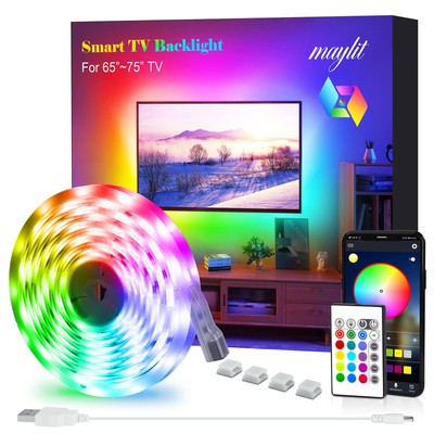 TV LED Backlight for 65-75in TVs, App and Remote Control LED Lights for TV, R...