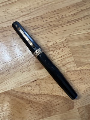 Vintage Wahl Eversharp Black Art Deco Band Fountain Pen-l4k Gold Doric