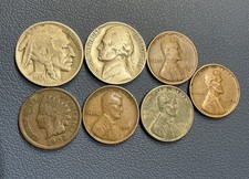 1909 Wheat Cent + 1902 Indian Cent + Buffalo + Jefferson Nickels + Wheat Cent