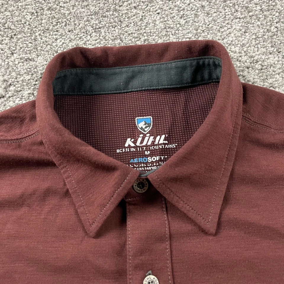Kuhl Shirt Men Medium Red Areosoft Knit Button Up Long Sleeve Outdoors Hiking - Image 4 of 4