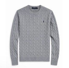 NWT Polo Ralph Lauren Men  s Cable Knit Cotton Sweater Gray XXL Crewneck Classic