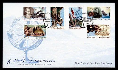 DR WHO 1997 NEW ZEALAND FDC DISCOVERER CACHET COMBO $1.80 M69429