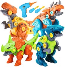Electric Drill Dinosaur Toys - 4-Pack Take Apart Construction Set