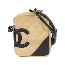 Chanel Cambon Line Calf Shoulder Bag Women Beige One Size