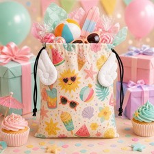 4xBirthday Drawstring Gift Bag Summer Fruit Printed Party Pouch Candy Storage  
