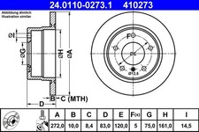 2x Bremsscheibe voll 24.0110-0273.1 ATE f�r BMW Z3 Roadster Z3 Coupe