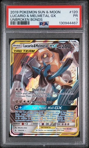 Pokemon Lucario & Melmetal Gx Unbroken Bonds 120/214 PSA 1